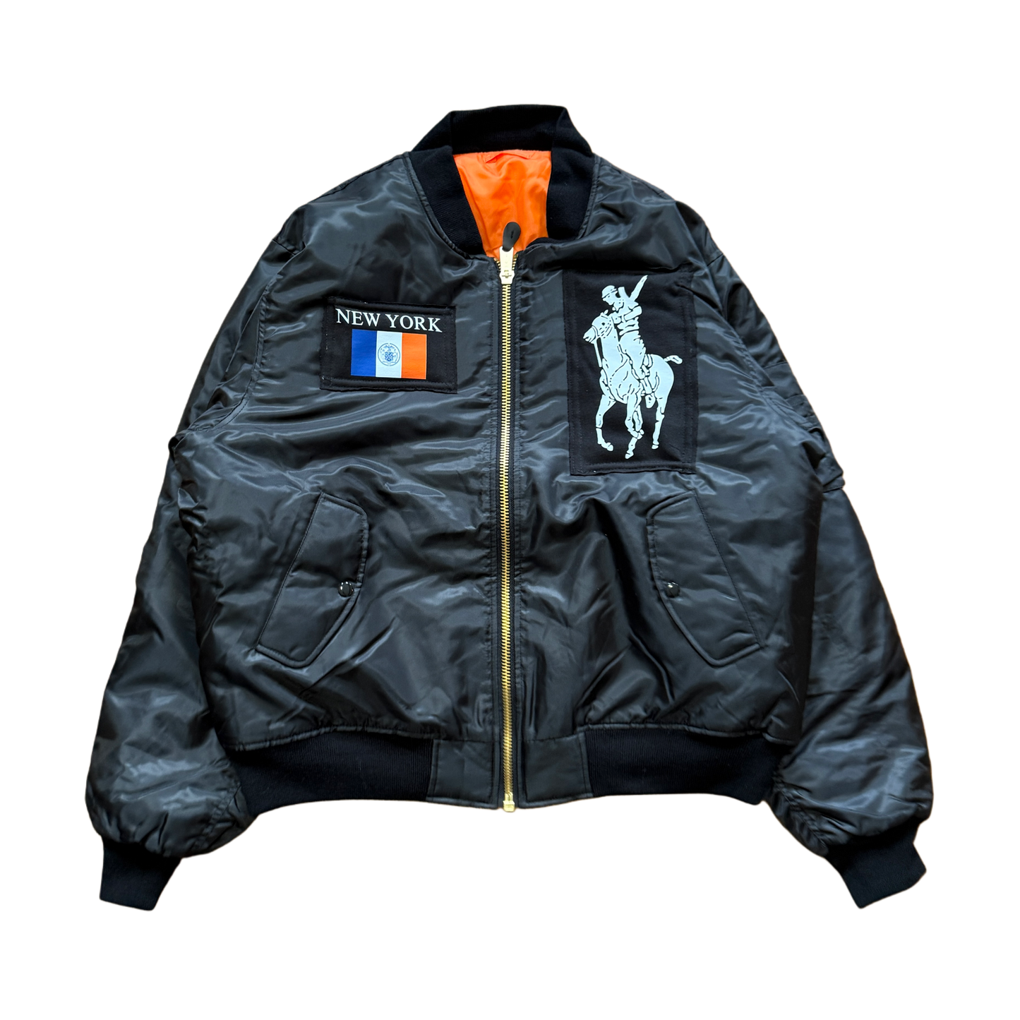 PATCH WORK BOMBER JACKET (BLACK)